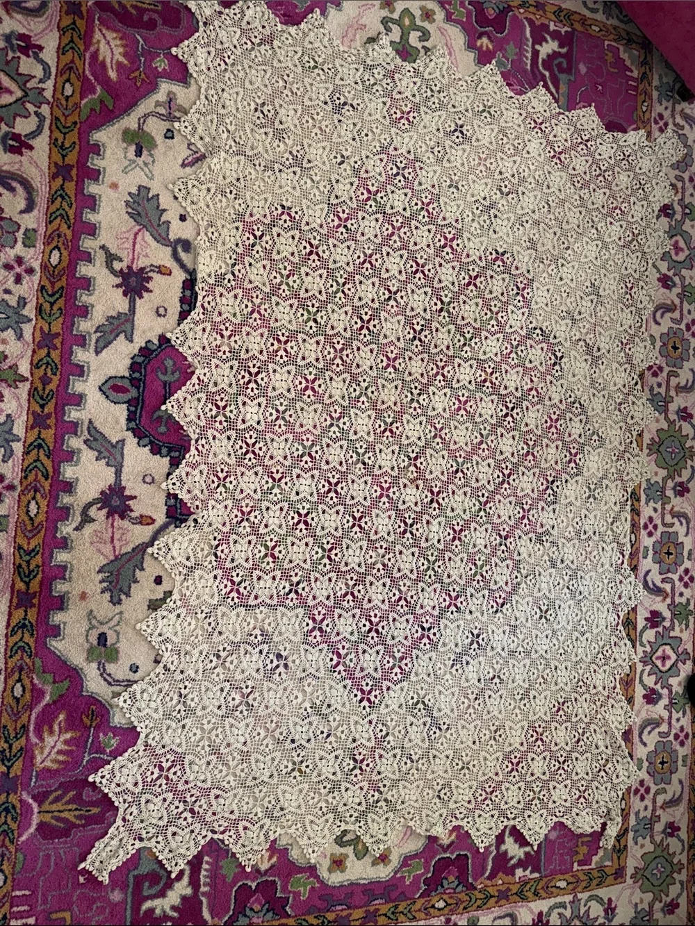 Large antique lace tablecloth